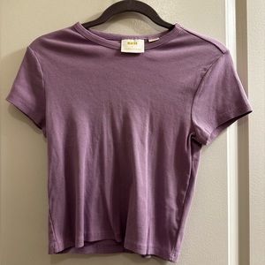 Maeve by Anthropologie Ribbed Lavender T-Shirt